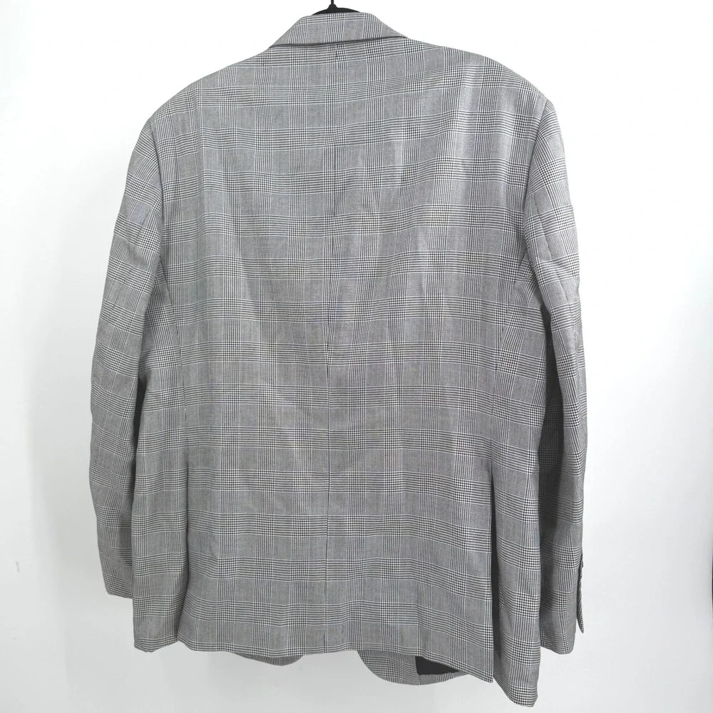 Jos. A. Bank Blazer Mens 48R Gray Blue Plaid Signature Collection Sport Coat